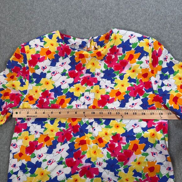 Bonnie & Norma 90's Colorful Flowers Blouse Top Women's Size 10 Shoulder Pads - Picture 5 of 8